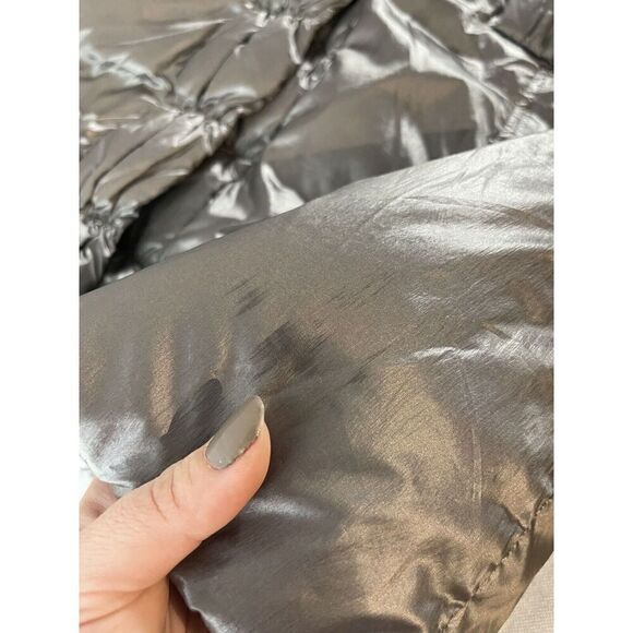 Adrienne Landau Large‎ Anorak Coat Gray Fox Fur Trim Hooded Belted Puffer Jacket - Picture 12 of 12